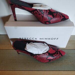 Rebecca Minkoff Red Snake-Print Pointed Toe Mules